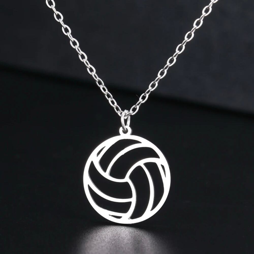 Silver Volleyball Necklace